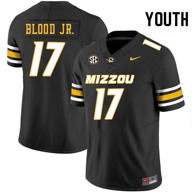 Youth #17 Harold Blood Jr. Missouri Tigers College Football Jerseys Stitched-Black